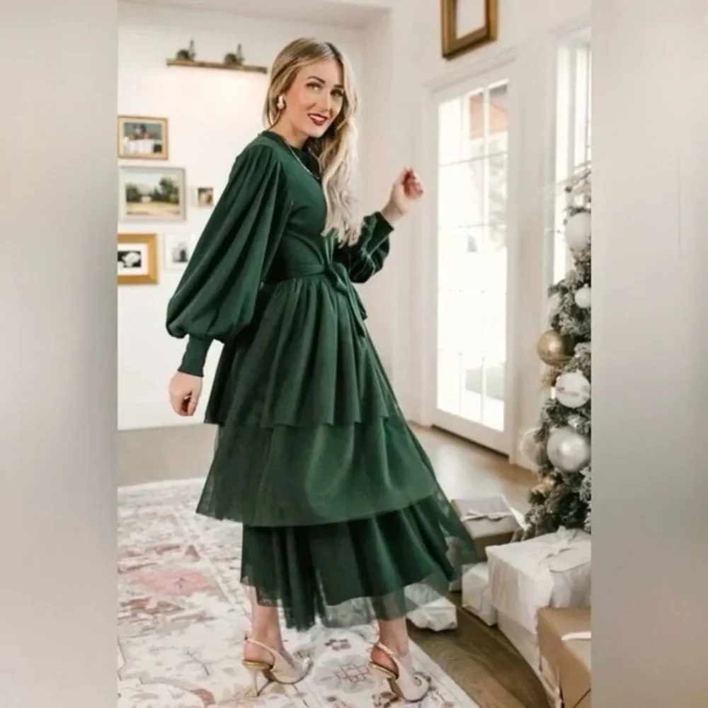 Ivy City Co Cosette Dress Women's Size S Green Tulle Feminine Romantic - Picture 9 of 13